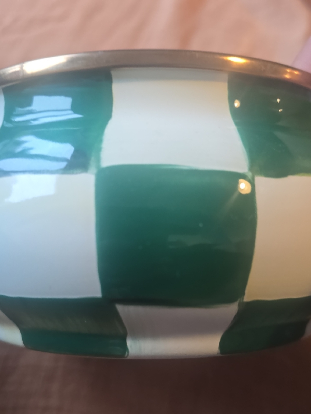 NEW!!! MacKenzie-Child Emerald Check Squashed Pot - Picture 9 of 12